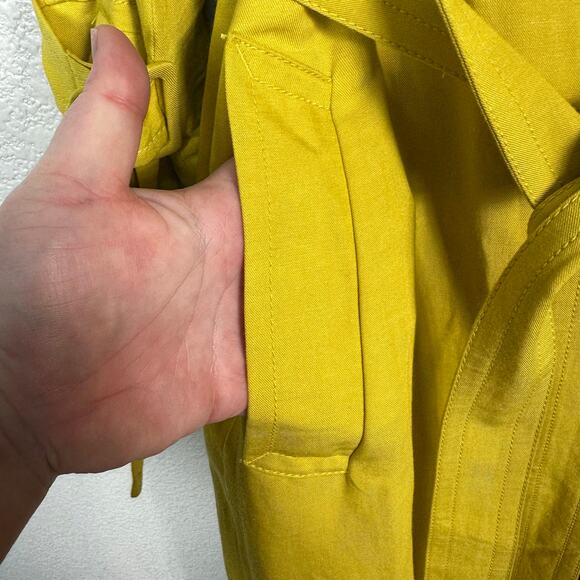 Ann Taylor Women’s Linen Blend Double Breasted Trench Coat Jacket in Yellow XXL - Picture 4 of 15